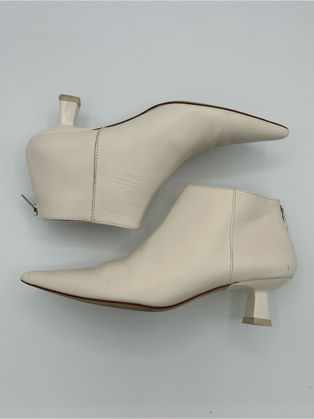 Ganni Creamy White Pointy Crop Boots